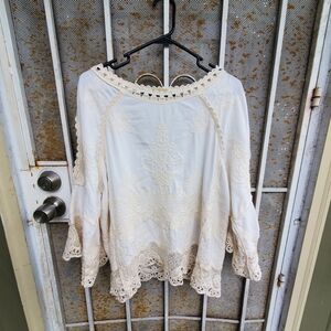 Democracy Cream Lace Blouse Size 2X